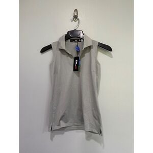 RLX Ralph Lauren Golf Sleeveless Polo Shirt Womens XS Wicking gray new preppy